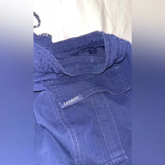 Jaanuu Men's Drawstring Jogger Navy Blue Pants Scrubs Zipper Clasp Pockets - Picture 6 of 9